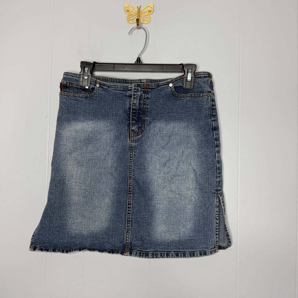 YMI Vintage Y2K Denim Straight Skirt Jean Side Slit Women's 11 Low Rise Festival